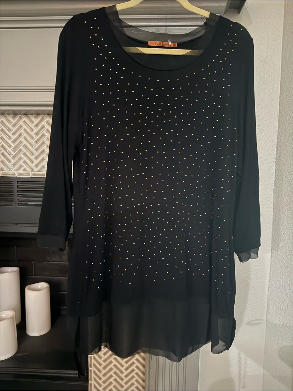 Belldini Black Tunic with Gold Stud Details